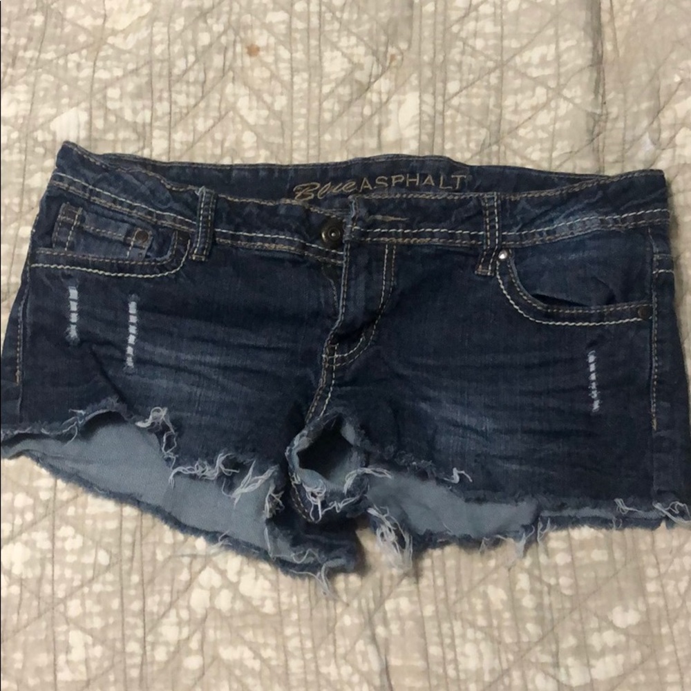 Blue asphalt jean shorts